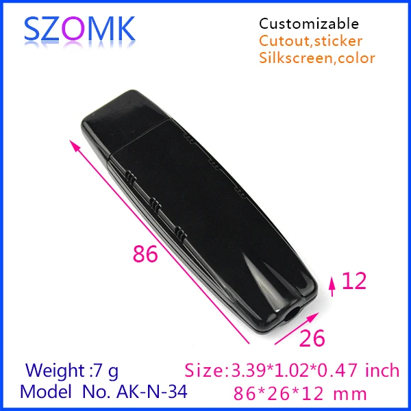 

1 piece abs plastic abs plastic shell for wireless router or USB card outer shell in Black color 86x26x12mm