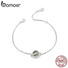 Bamoer браслет на цепочке для женщин из стерлингового серебра 925 натуральный камень в виде раковины Вселенная модные ювелирные изделия BSB013