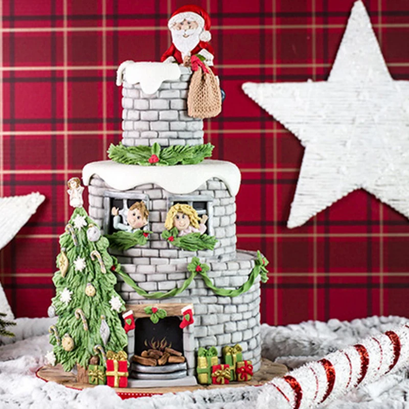 Санта Клаус и Рождественская елка силиконовая форма помадка Плесень инструмент для украшения торта Форма для шоколадной мастики, сахарное ремесло, кухонный гаджет