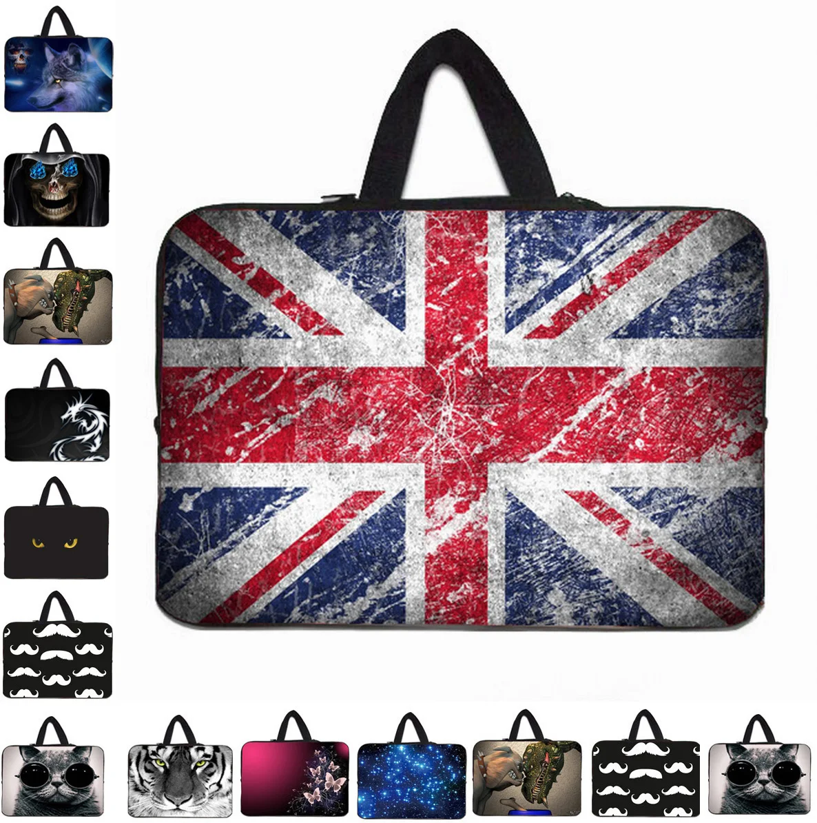 

2016 New Arrivals 17" Union Jack Notebook Computer Dual Zipper Sleeve Soft Inner Pouch Cover Bags For Dell XPS M1730 HP Lenovo