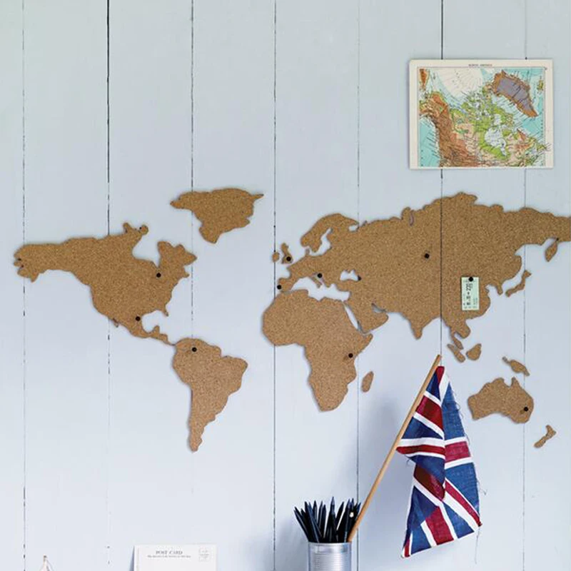 Large Size Cork Wood Phellem Wall World Map Office School Home Decoration Map Cork Board Sticker Pins Board Wood Map