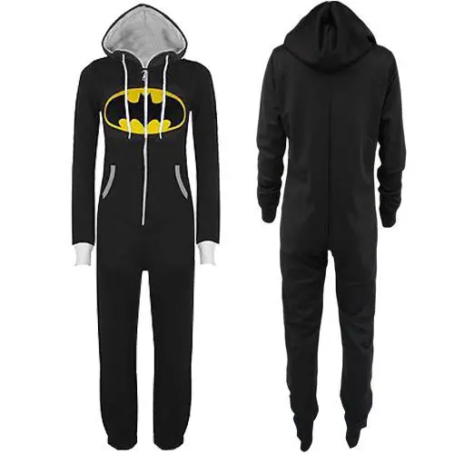 

Unisex Womens Mens Anime Batman Batgirl Onesie All in one Hooded Jumpsuit Overall coveralls romper with Hood Sleepwear S- XL XXL