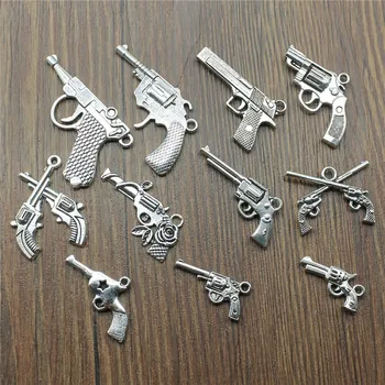 

8pcs/lot Charms Gun Antique Silver Color Pistol Charms Pendants For Bracelets Gun Charms Wholesale For Jewelry Making