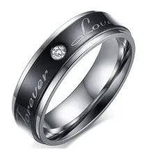 High Quality Stainless Steel Ring With IP Black Plating AAA Cubic Zirconia DIY Letter For Valentine’s Day’s Gift