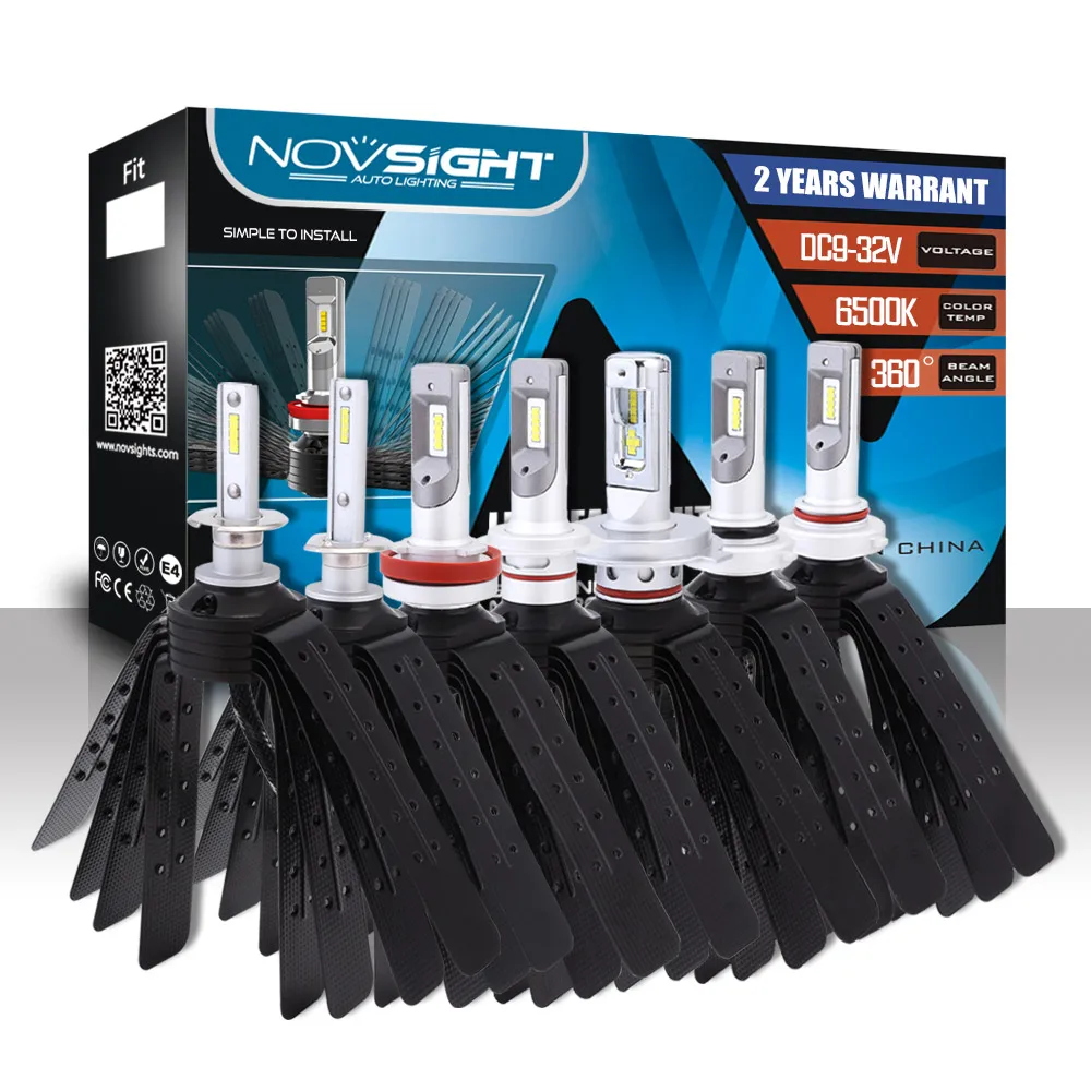 

NOVSIGHT H4/HB2/9003 H7 H11 Car Led Headlights H1 H3 9005 9006 60W 10000LM Wing Shape Driving Fog Lights Lamps Bulbs 6500K D45