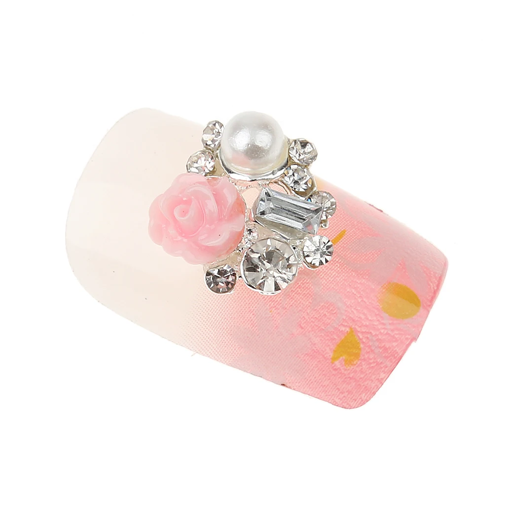 Kesoto 10pcs 3D Nail Art Tips Decoration Flower Pearl Rhinestone DIY Fashionable  Decorations 