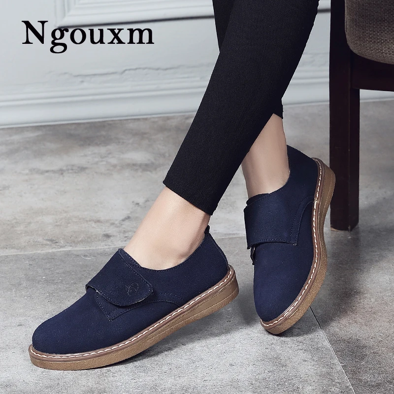 

Ngouxm Women Casual Shoes Embroider Suede Leather Shoes Woman 2019 Fashion New Round Toe Sweet Slip On Hook Loop Ladies Shoes