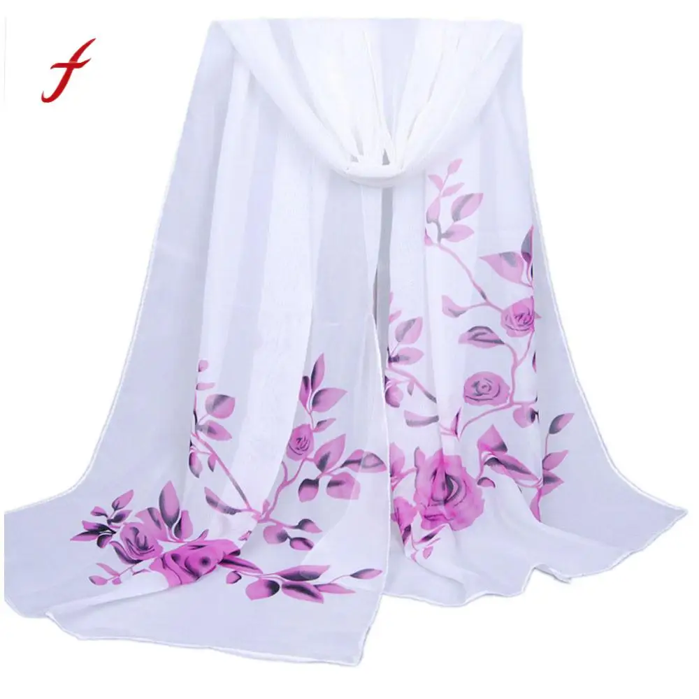 

FEITONG Scarves For Women Fashion Long Soft Wrap scarf Ladies Shawl Chiffon Scarf New Spring Elegant Stole Scarves For Female