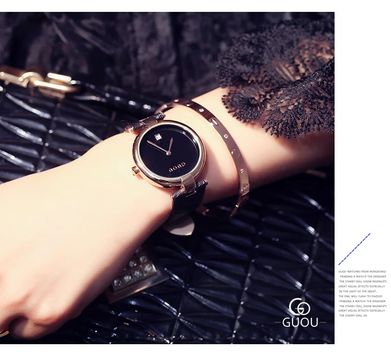 

2017 New Luxury Female GUOU Watch Fashion Women Simple Casual Waterproof Quartz Watch Lady's Dress Watches relogio feminino
