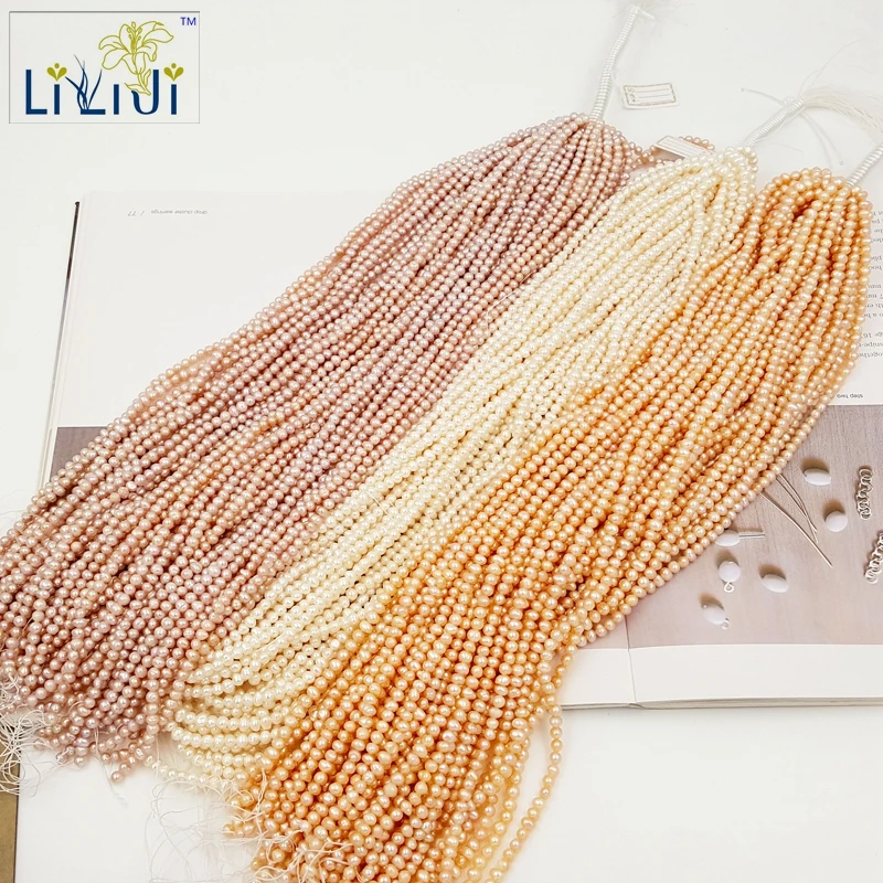 

Lii Ji Natural Freshwater Pearl beads 4-5mm Nearround shape Loose Beads for DIY about 36cm