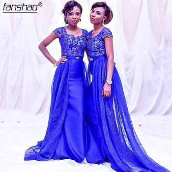 

Royal Blue Evening Dresses Long vestido de festa Black Girl Graduation Evening Party DRess robe de soiree African Fashion Dress