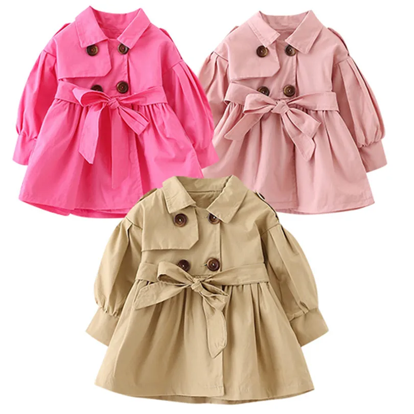 2019 new cute Toddler Infant Baby Boys Girls Solid Belt Bottons Trench Wind Coat Tops Outfits fashion design  (8)