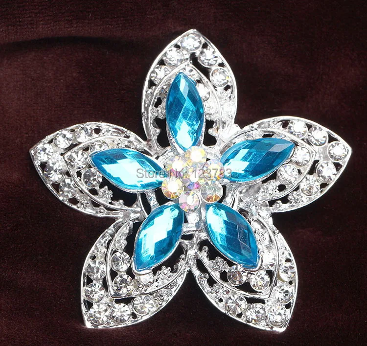 2017 Fashion Delicate Rhinestone Brooch 5 Valve Crystal Cat-Eye Stone Corsage Personality Flower Pin Cape Buckle Female | Украшения и