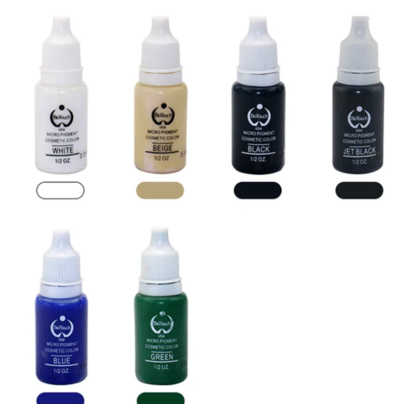 

6 Bottles/Set Eyebrow Eyeliner Permanent Makeup Micro Pigment Long Lasting Cosmetics Tattoo Ink for Eyebrow Permanent Makeup