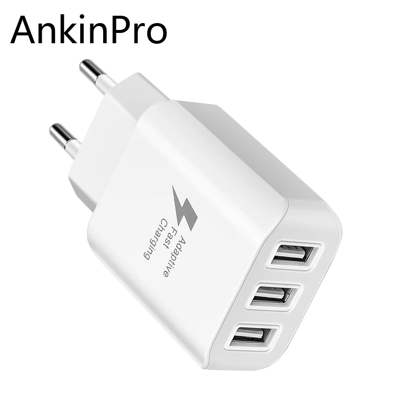 AnkinPro 3 Порты USB Зарядное устройство для iPhone X 8 iPad samsung XiaoMi 5 V/2.4A быстрой зарядки