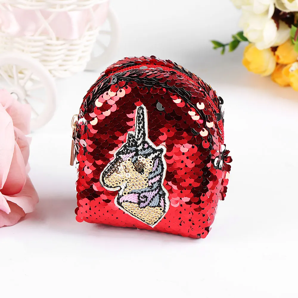 Fashion Unicorn Sequin Coin Purses Keys Pouch Women Storage Money Bags Girls Mini Wallets Children Cute Purse Card Holder