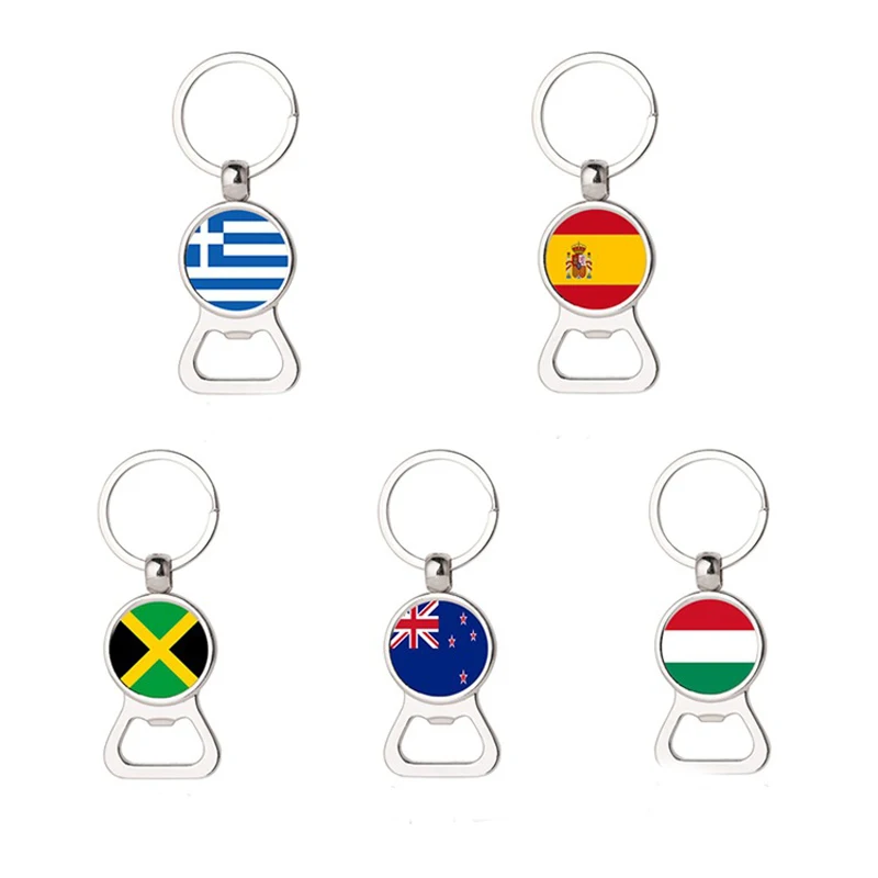Football Beer Bottle Opener Key chain Flag Logo Soccer Club Fans Key ring Friendship Souvenir Pendant Kitchen Accessories Gifts