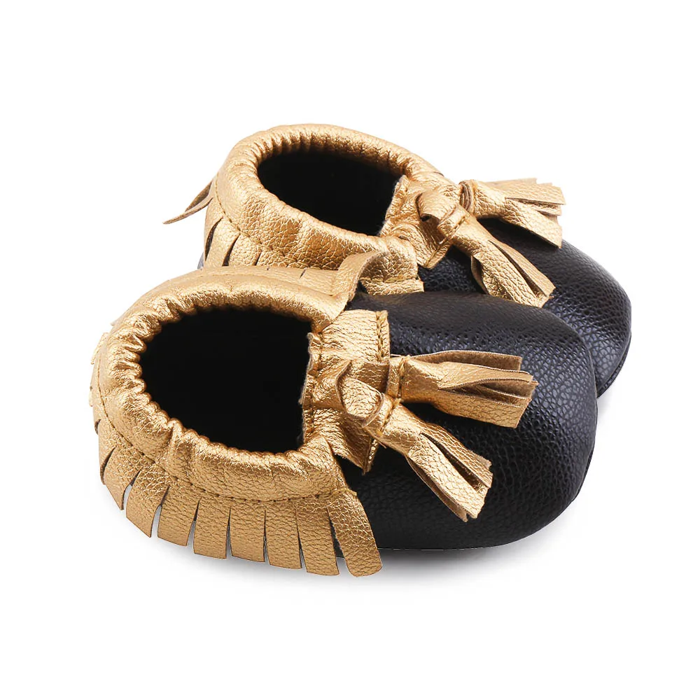 Super Cheap Price Tassel Style Baby Shoes  Shiny Gold PU Tassel Shoes Limited time sales