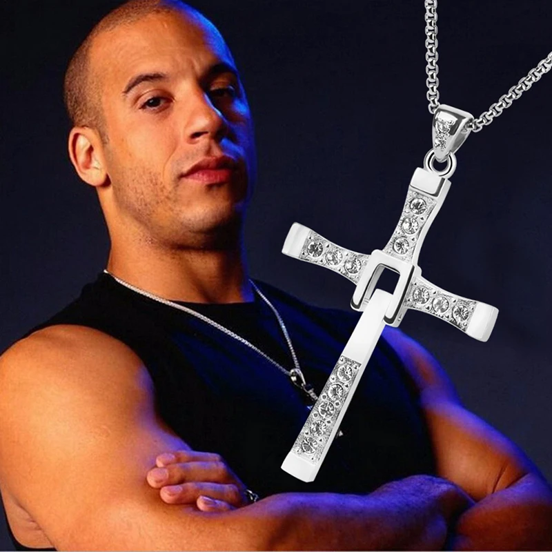 

Jiayiqi Vintage Punk Statement Necklace Stainless Steel Male Silver Color Cross Crystal Necklace&Pendants For Men Jewelry 2017