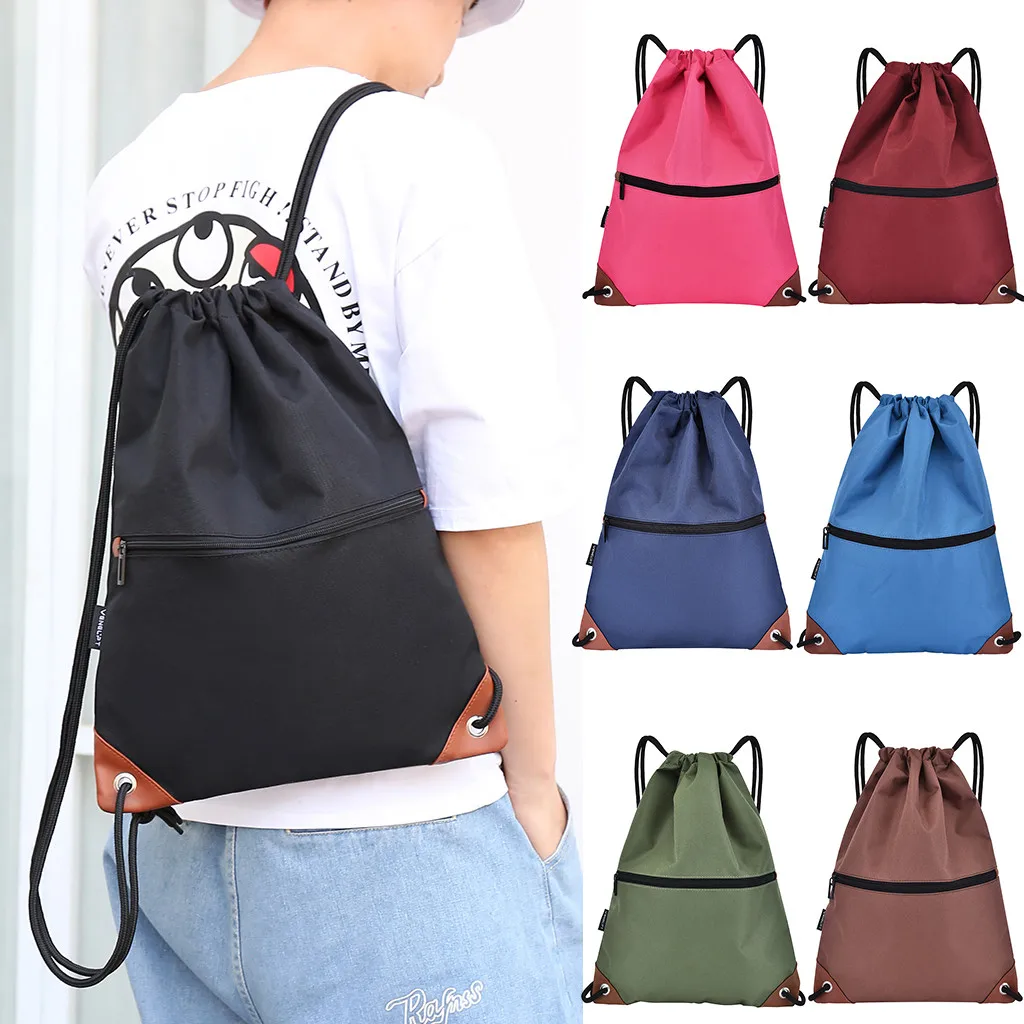 

Nylon Drawstring Backpack Sports Waterproof Drawstring Backpack Pull Rope Men Women Students Small Bag Bundle Pocket Custom