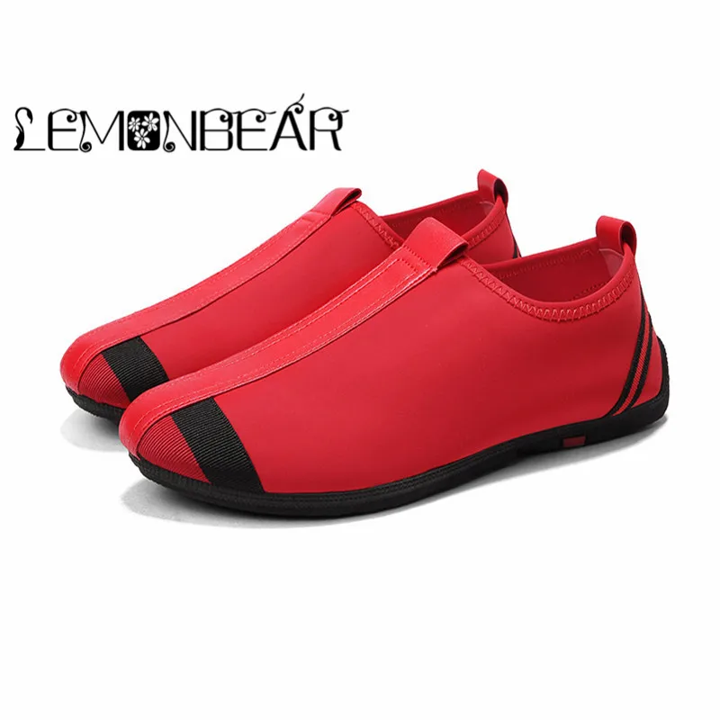 

Man Shoes Walking Ventilation Casual Male Men's sapato masculino Slip White Red Moccasin Loafers Lycra canvas stretch Flat Shoes