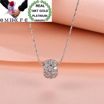 

OMHXFC Wholesale European Fashion Hot Woman Girl Party Birthday Wedding Gift Bead AAA Zircon 18KT White Gold Pendant Charm EP38
