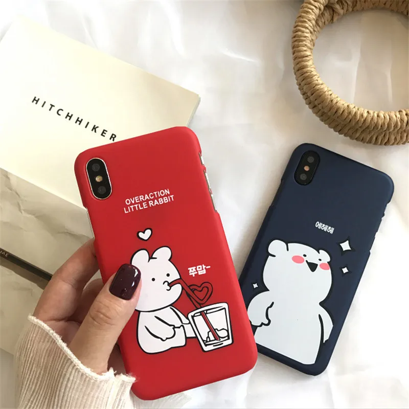 Cartoon Bear Phone Case For iPhone 7 7plus 8 8plus X Cute Protective Hard 6 6s Lovely |