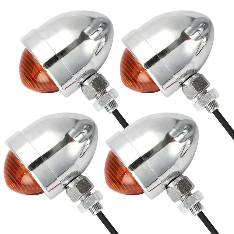 

4pcs Chrome Universal Bullet Motorcycle Turn Signal Indicator Amber Blinker Light /For Honda Aero Phantom VLX VT600 VT750 VT1100