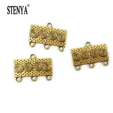 STENYA Vintage oro colgantes Bails Charms 3-9 filas Strands palanca cierres conector de collar Multy capas cuentas espaciador W/Loop Diy