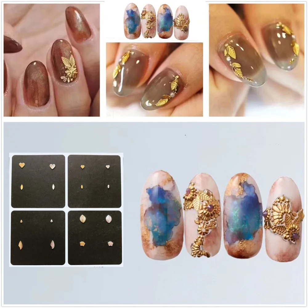 

3D 500pcs/bag Flat-back Metal Stud Heart/Horse-Eye/Shell/Leaf Design Metal Stud