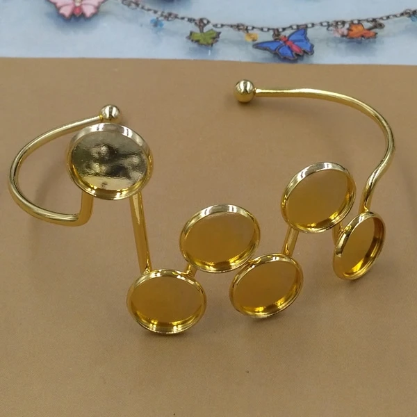Винтажный Открытый браслет настройки браслет пустая основа лотки ободок для 12 мм кабошон камея самодельный браслет фурнитура - Цвет: gold