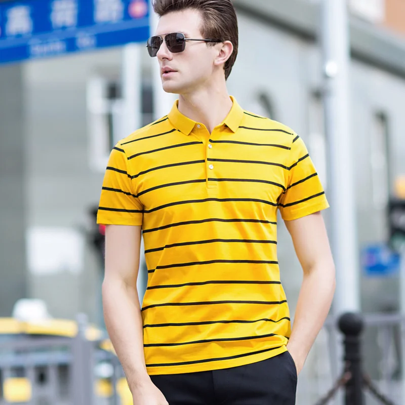 Men Polo Shirt 2018 Summer Men Business Casual Breathable Striped Short ...