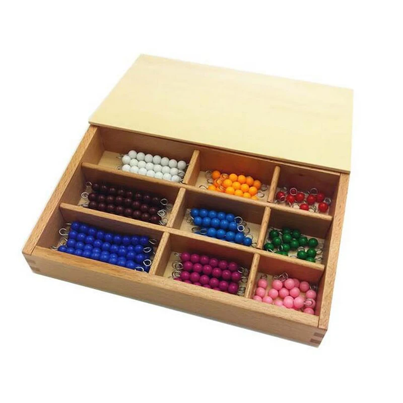 

NEW Montessori Mathematics Material- Checker Board Beads in Wooden Box Kids Early Development Wooden Toy
