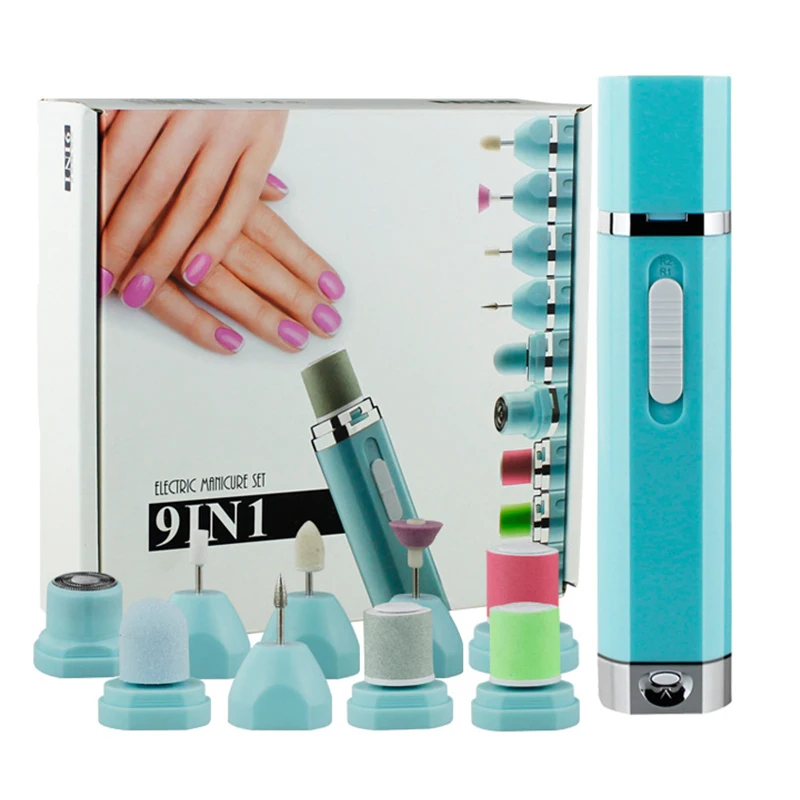 

9 Bits/Set Electric Nail Drill Manicure Machine Nail Polish Remover Nail Art Pen Pedicure Nail Foot Care Tools Kit Nail File