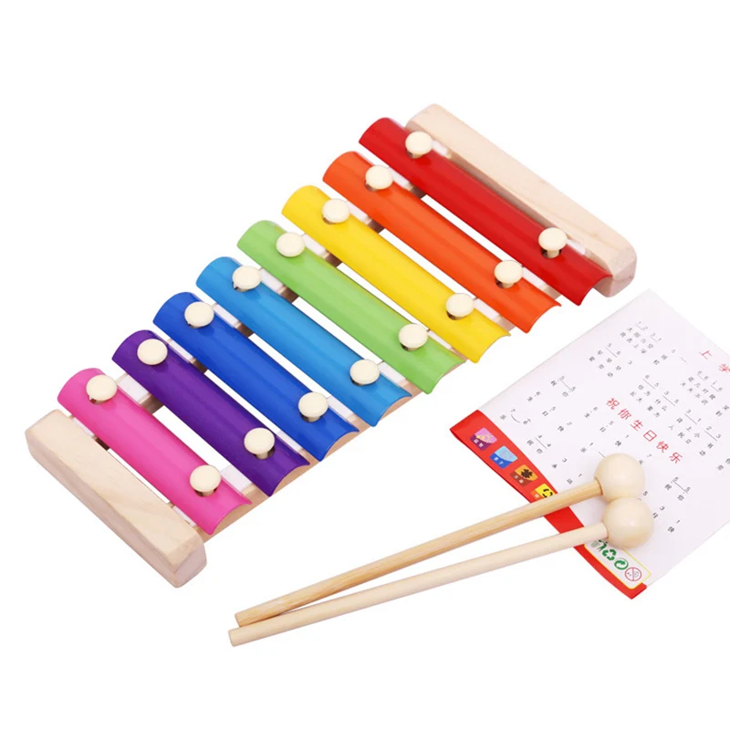 

Kids Wooden 8 Notes Musical Hand Knock Xylophone Educational Toys Piano
