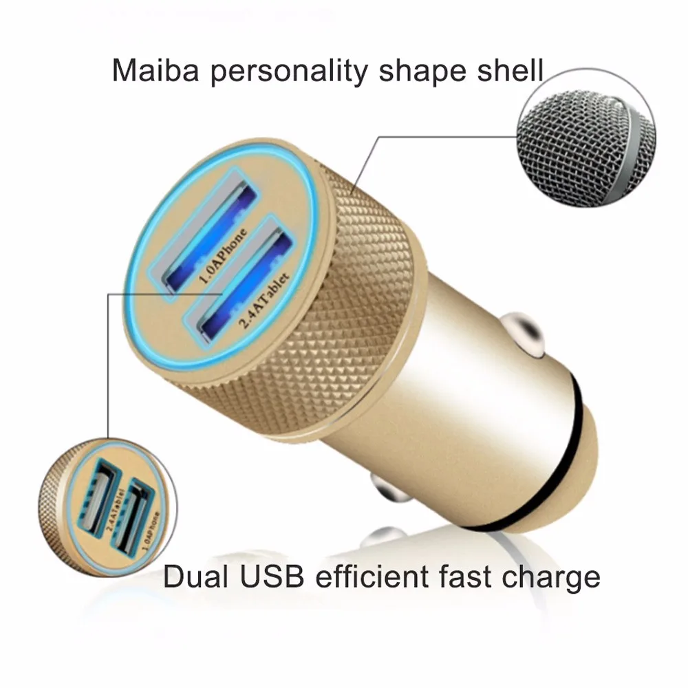 Металлическое автомобильное зарядное устройство, двойной USB адаптер для быстрой зарядки 4,0 A, универсальное автомобильное зарядное устройство для телефона Android для Xiaomi iphone 7 8 X для samsung