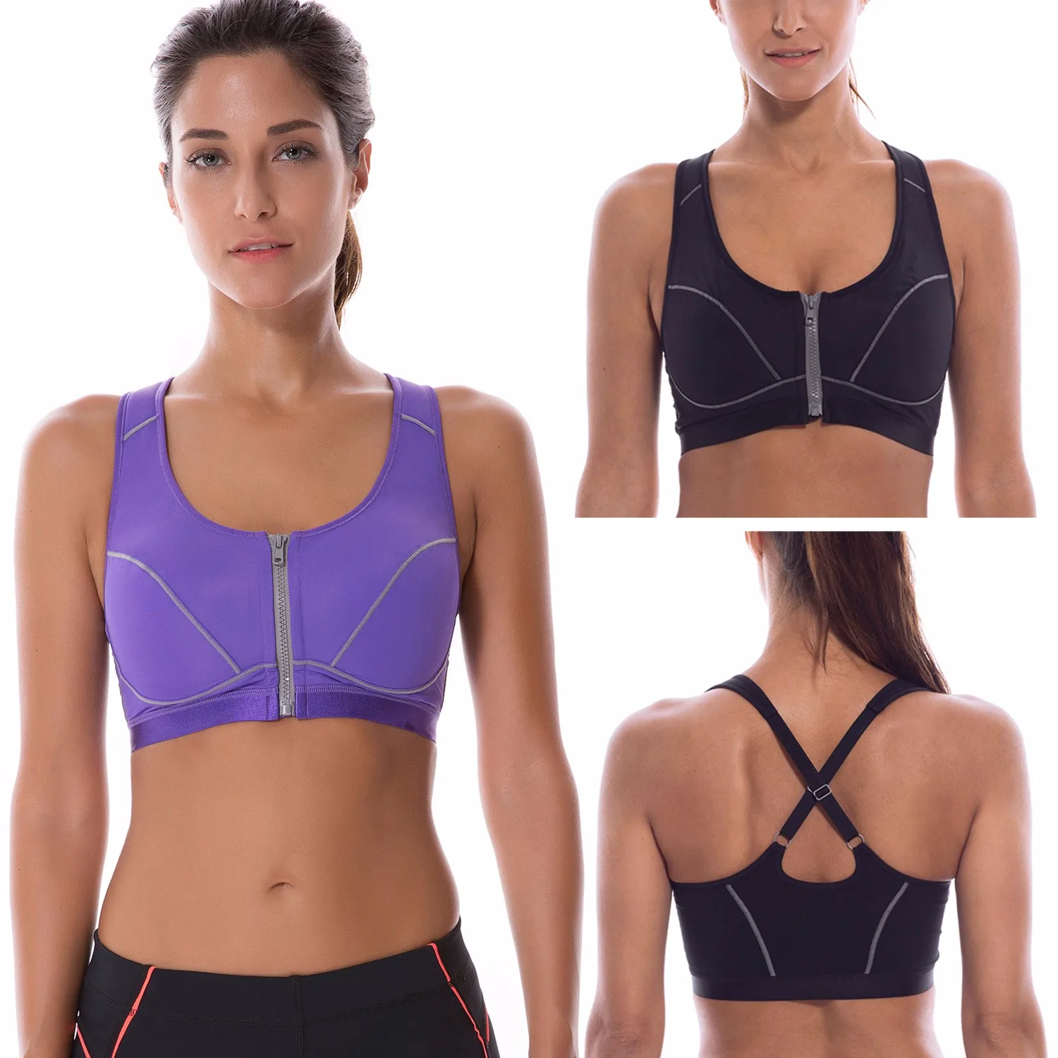 SYROKAN Women s High Impact Front Closure Racerback Full Support Sports font b Bra b font