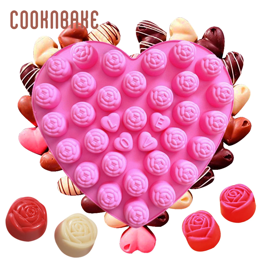 

COOKNBAKE Silicone Candy Chocolate Molds Valentine's Day Soap Cake Bakeware Baking Tools Heart Gummy Jelly Pudding Ice Moulds