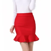 Европа и соединенные Штаты большой размер листьев лотоса край рыбий хвост бедра юбка высокой талии юбка S-5XL