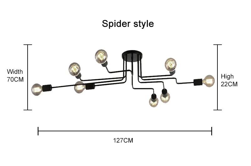 Современный скандинавский винтажный Ретро ламповый светильник Эдисона, античный Регулируемый подвесной светильник-паук, железный подвесной светильник, художественный потолочный светильник
