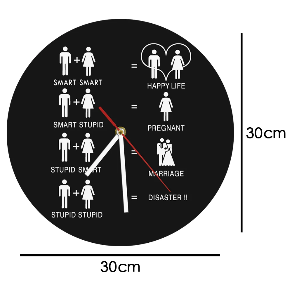 1 шт. забавные счастливые жизни брачные настенные часы 1" Злой Свадебный силуэт часы Современные настенные художественные подарок ко Дню Святого Валентина