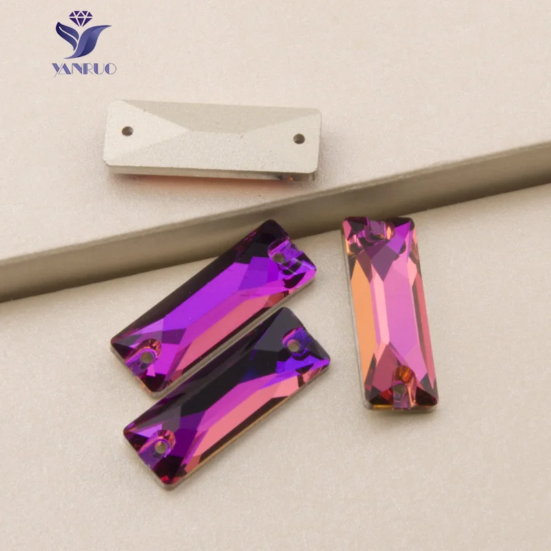 YANRUO 3255 Cosmic Baguette Fuchsia Sewn Rhinestones Flat Back Glass Crystals Stones AAAAA Quality For Jewelry Clothes | Дом и сад