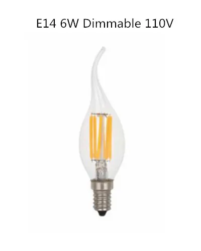 Светодиодный энергосберегающий лампочка E14 E27 E12 2 Вт 4 Вт 6 Вт AC 220 В 110 В с регулируемой яркостью C35 C35L Светодиодный светильник накаливания лампа 360 градусов