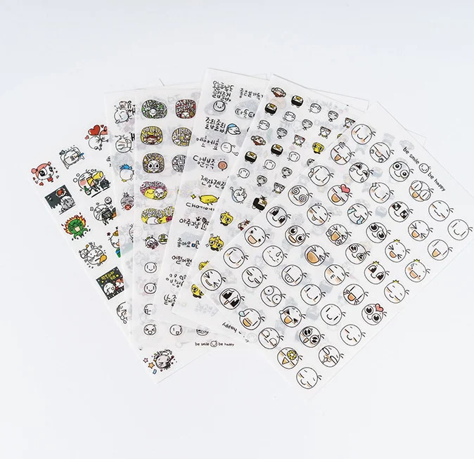 

6pcs Cute smile expression pvc Transparent Organizer Calendar Diary Book Planner Sticker Scrapbook Decoration papeleria sale