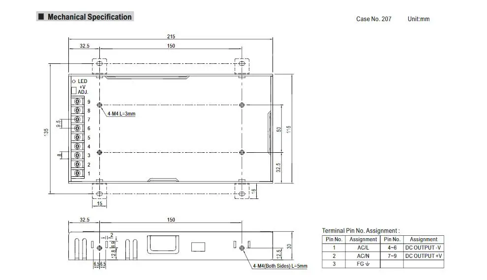 Meanwell 200W Single Output Switching Power Supply LRS-200.11