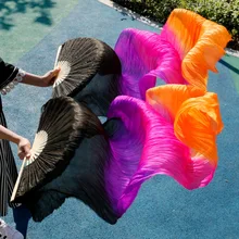 Высокое качество, шелк, танец живота, веер, танец, натуральный шелк, фата слева+ справа, синий цвет,, салблэк, фиолетовая Роза, оранжевый