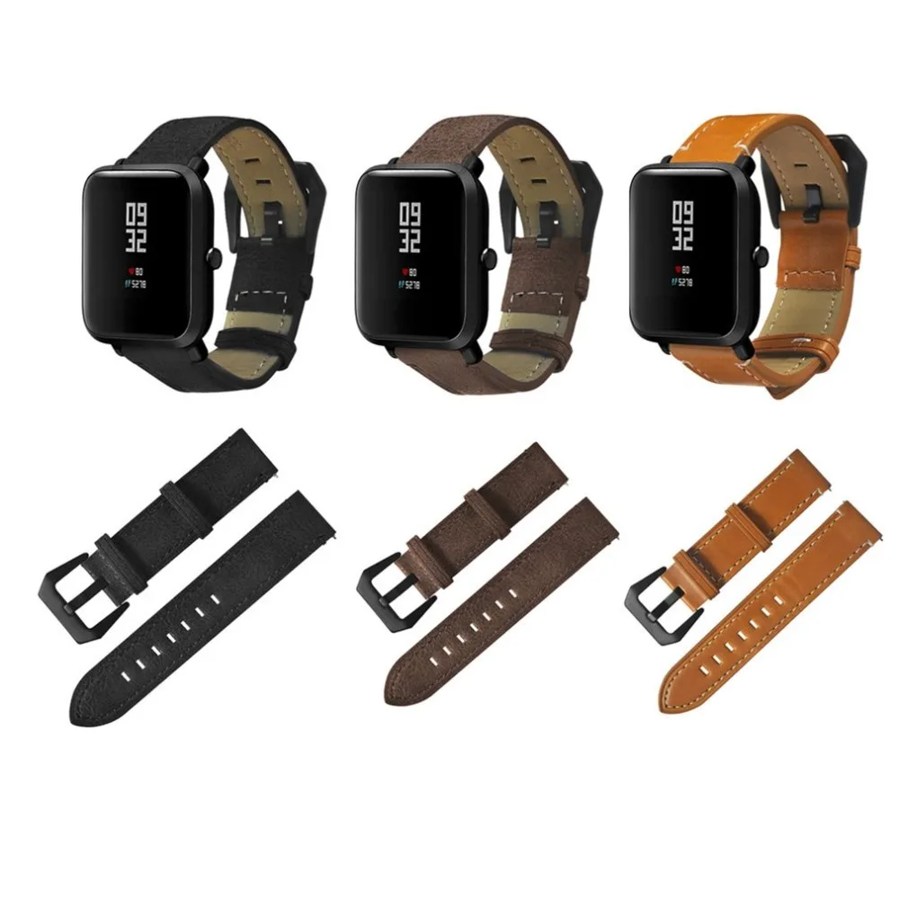 

20mm Leather Stainless Steel Buckle Replacement Smart Watch Strap Watch Band Wrist Strap For Huami For Amazfit Youth Version