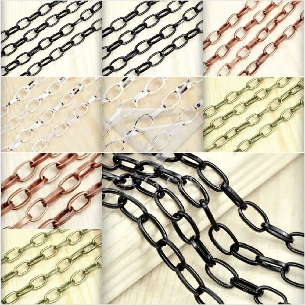 

2m Iron 8.6x5x1.3mm Oval Cable Unfinished Chains Craft Jewelry Making Fit Bracelet Necklace Wholesale CH0129 4 Color Choose
