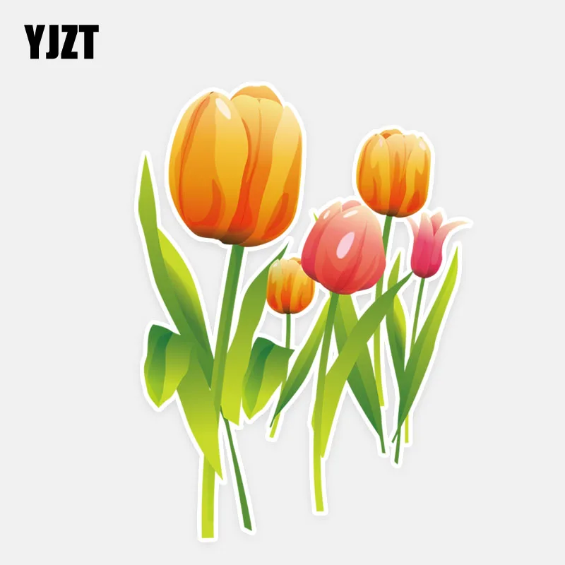 

YJZT 9.7*13.3CM Interesting Tulip Decor Colored Car Stickers Flowers Personalized 11A0747