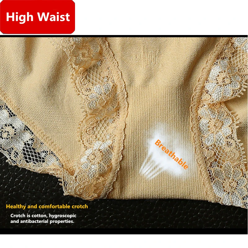 Women High Waist Panties Underwear Lace Abdomen Underwear Solid Breathable High Quality Seamless Briefs Culotte Woman Panties